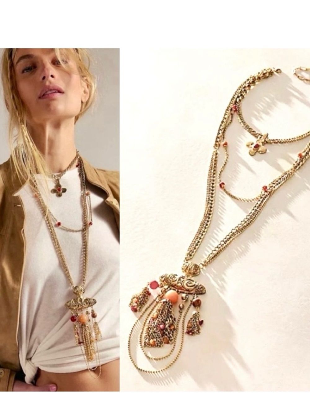 Free People Catriona Layer Statement Necklace NWT - Picture 4 of 7